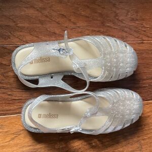 Mini Melissa Kids Silver Glitter Sandals
